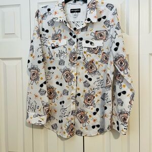 Karl Lagerfeld Print Button-Up Long Sleeve Shirt